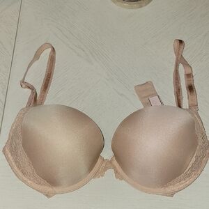 Women's Beige Lace Trim Bra